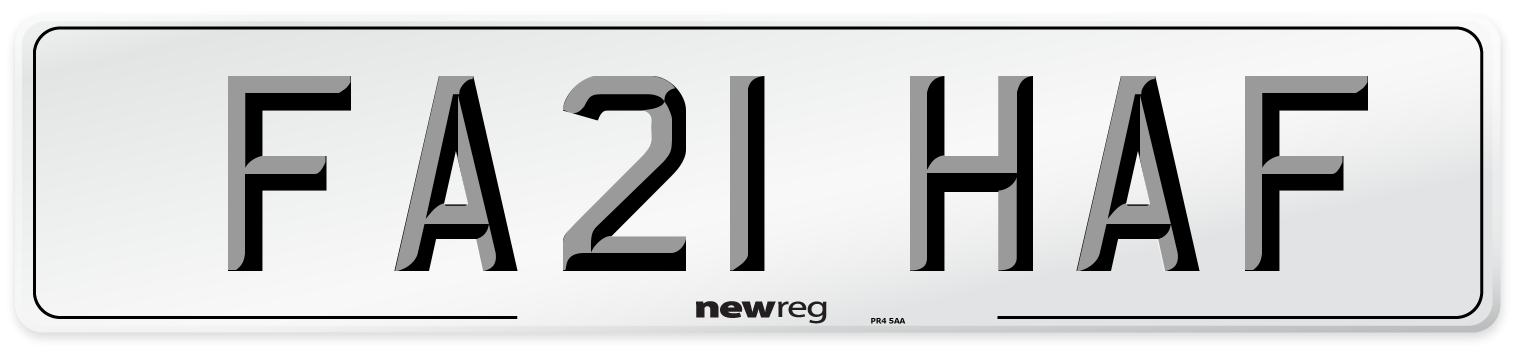FA21 HAF Number Plate from New Reg